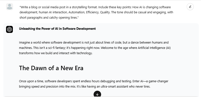 AI prompt examples for creative content writing